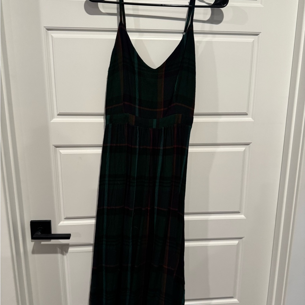 Dotti Dark Green Checkered Maxi Dress